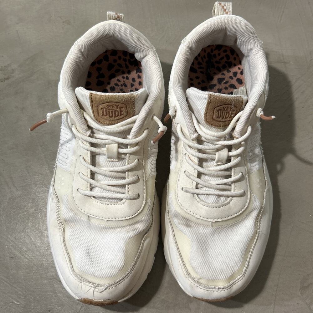 Hey Dude Sirocco Alta W Neutrals White Cream Leopard Print Sneakers Womens 8